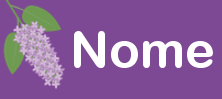 My Nametags etichetta con albero lilla, nome completo e numero di telefono, su sfondo viola